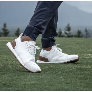 True Linskwear Men’s True Lux Pro Spikeless White Leather golf shoes 10.5